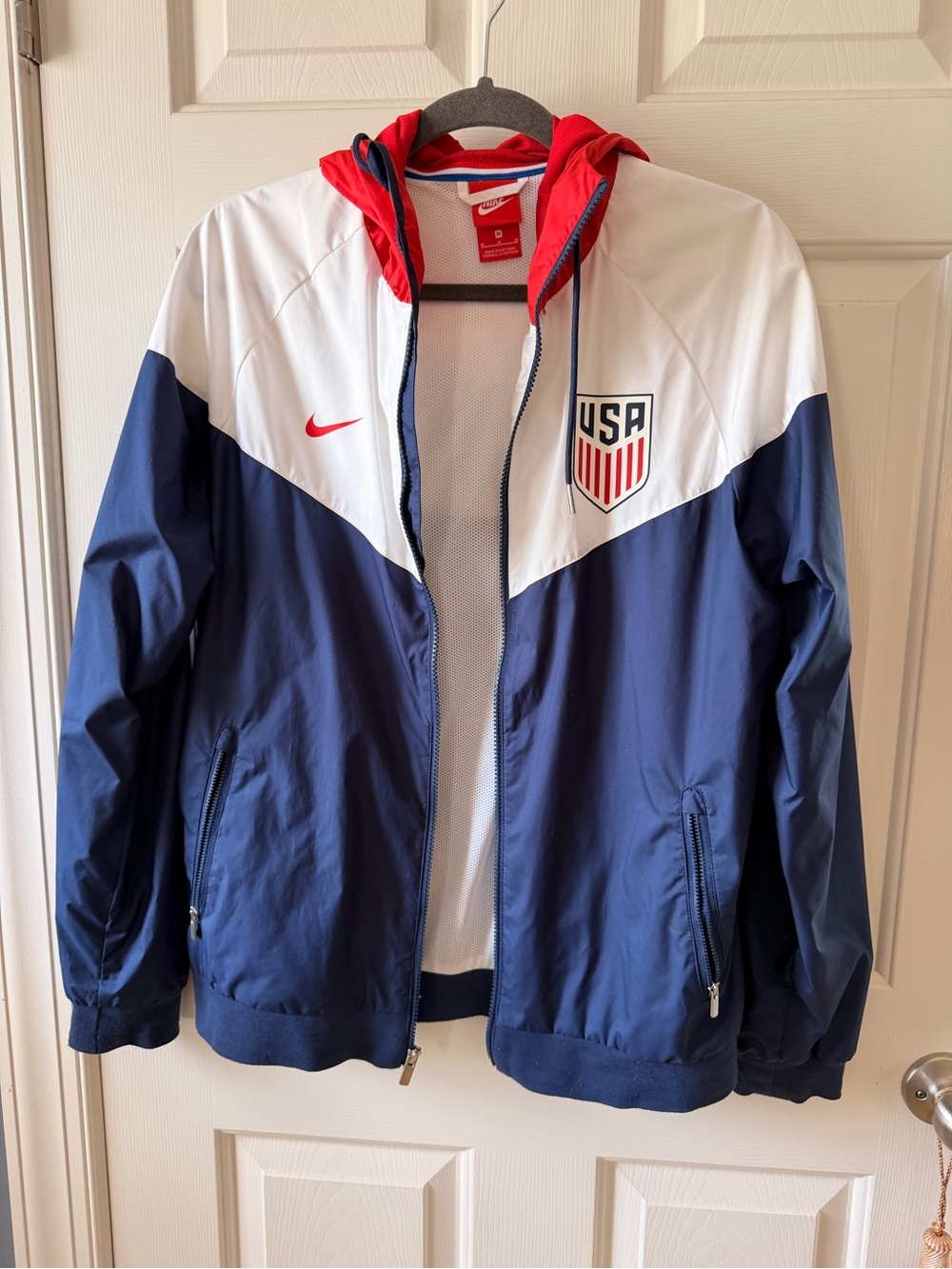Nike Red/White/Blue Athletic USA Team Jacket with Hood